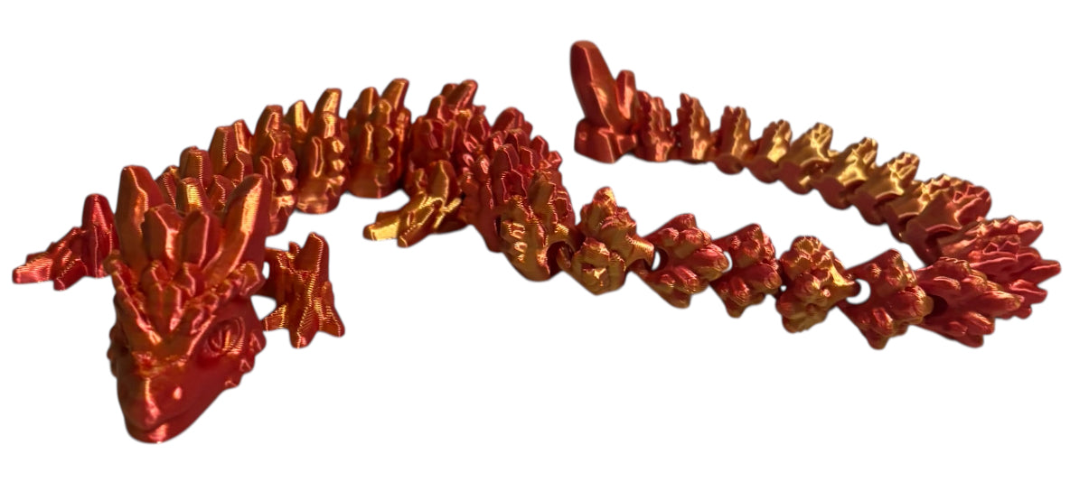 3D printed 24" Stone Dragon - Red/Gold