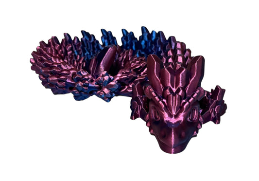 3D printed 24" Stone Dragon - Red / Blue