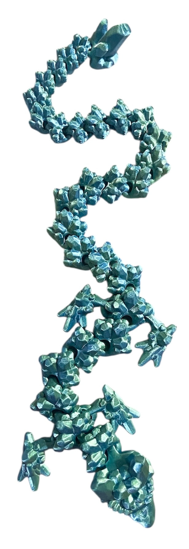 3D printed 24" Stone Dragon - Blue / Green Silk