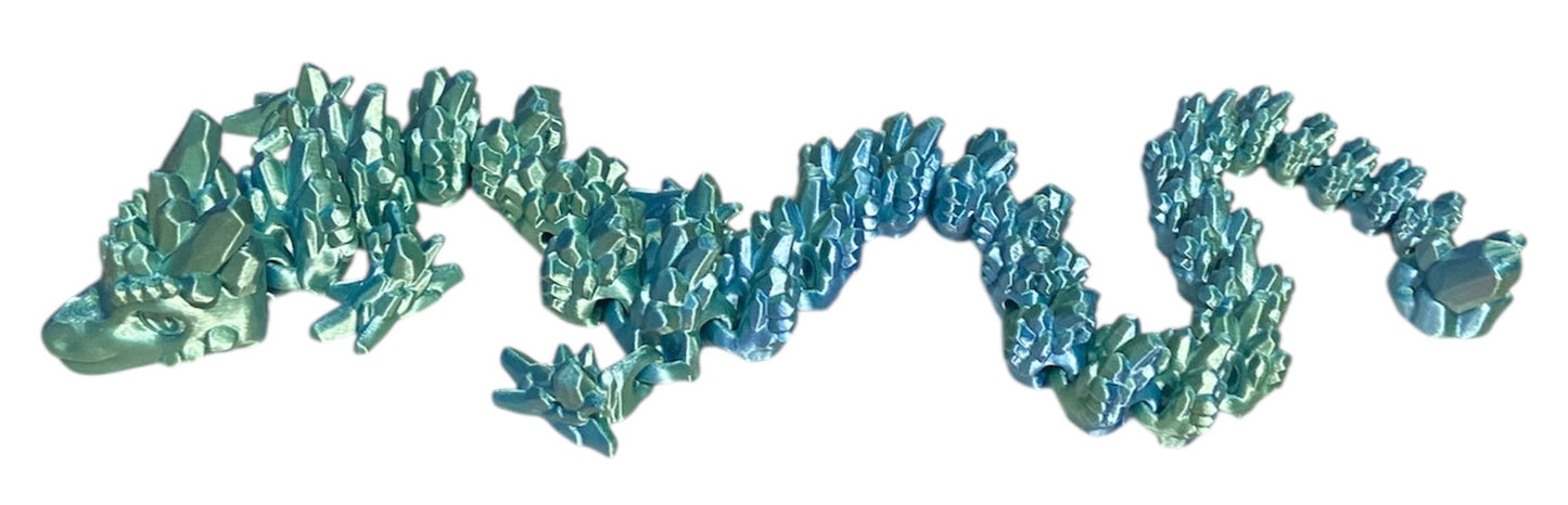 3D printed 24" Stone Dragon - Blue / Green Silk