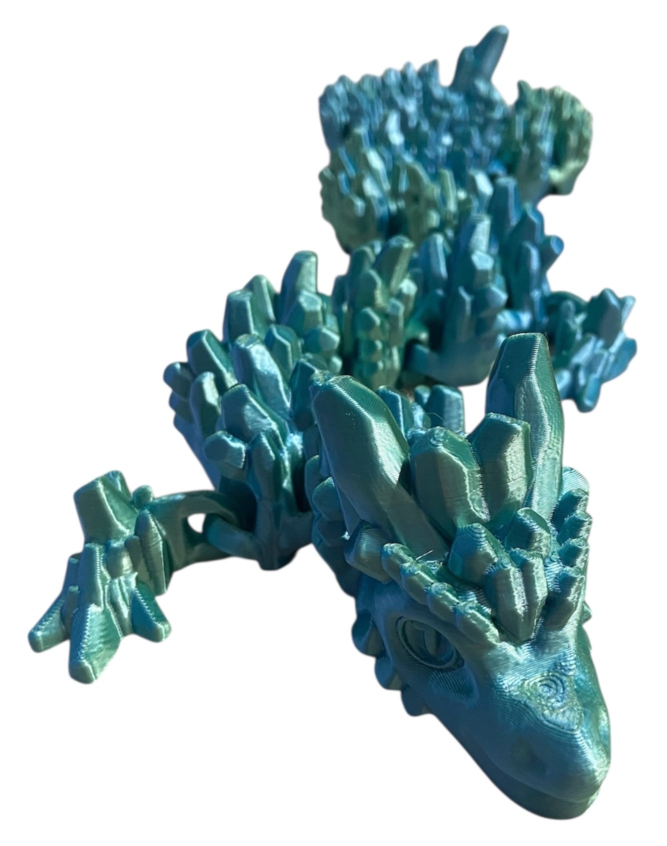 3D printed 24" Stone Dragon - Blue / Green Silk