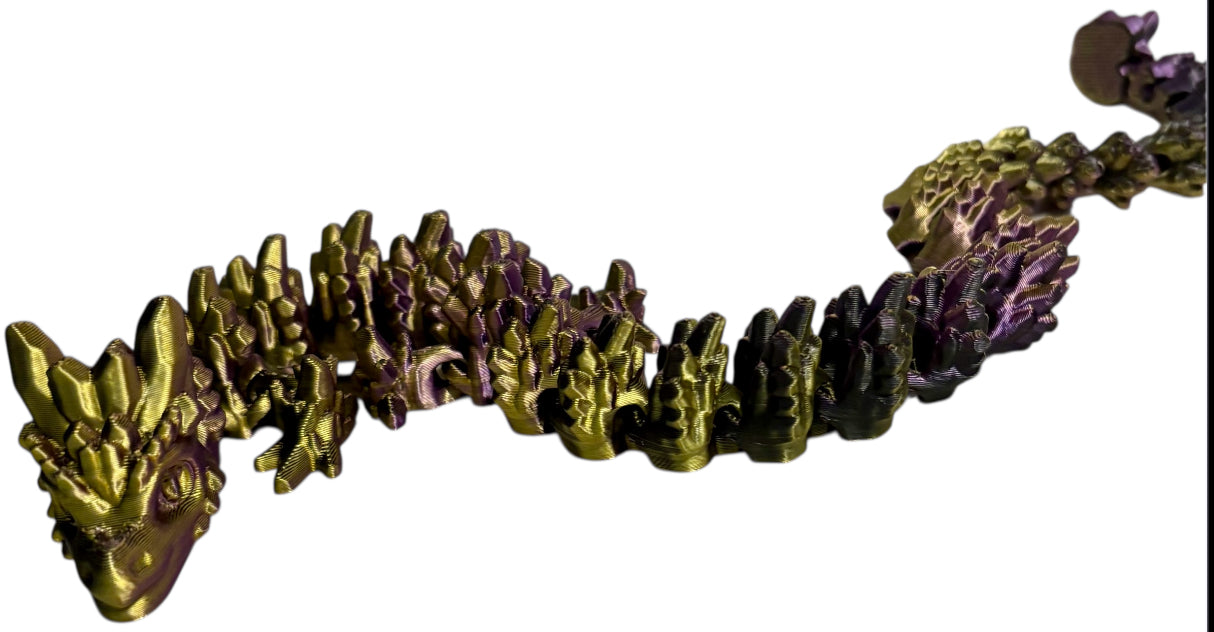 3D printed 24" Stone Dragon - Black/Gold/Purple