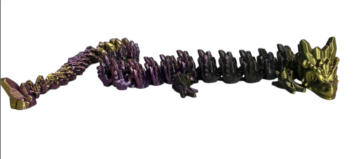 3D printed 24" Stone Dragon - Black/Gold/Purple
