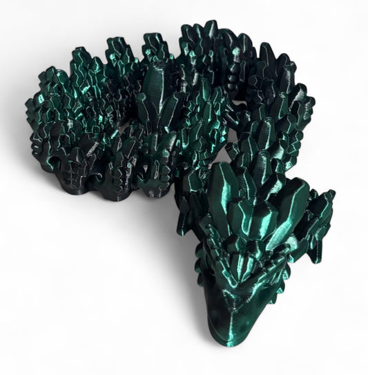3D printed 24" Stone Dragon - Black Green