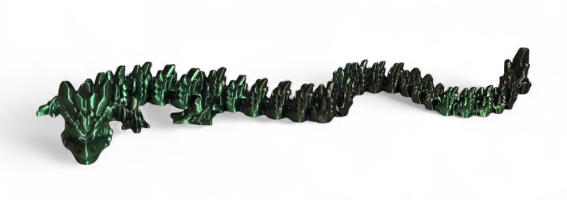 3D printed 24" Stone Dragon - Black Green