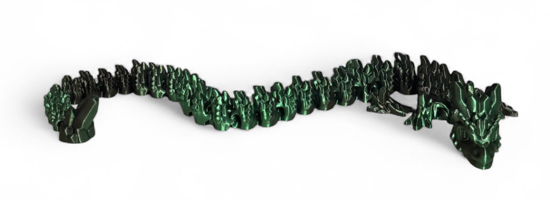 3D printed 24" Stone Dragon - Black Green