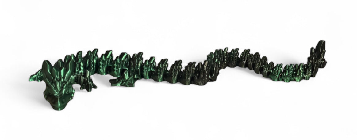3D printed 24" Stone Dragon - Blue/Green, Coral