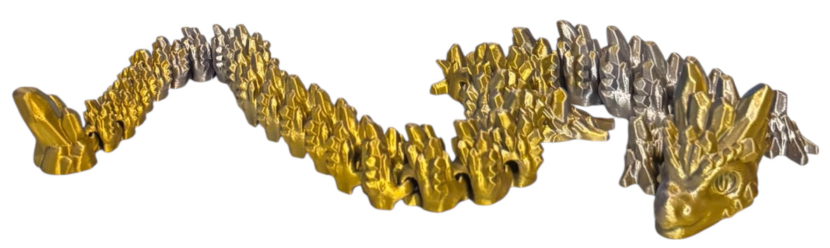 3D printed 24" Stone Dragon - Gold / Silver
