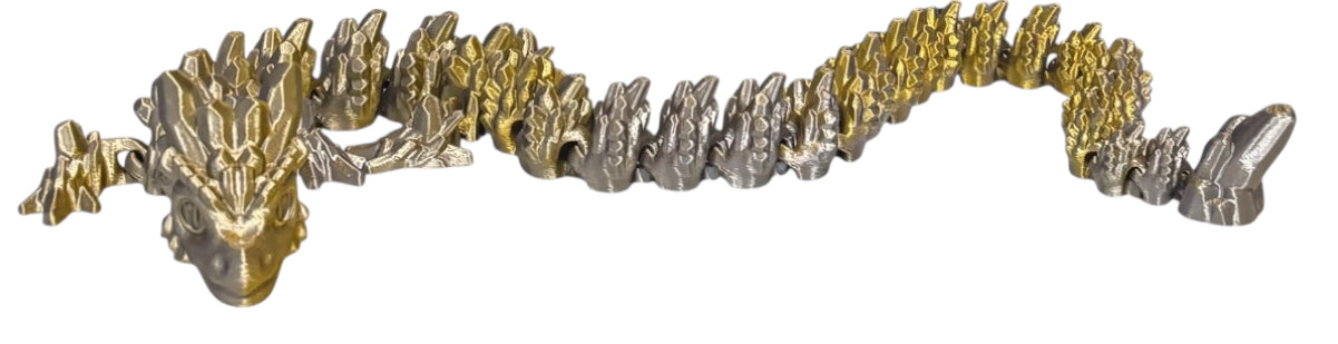 3D printed 24" Stone Dragon - Gold / Silver