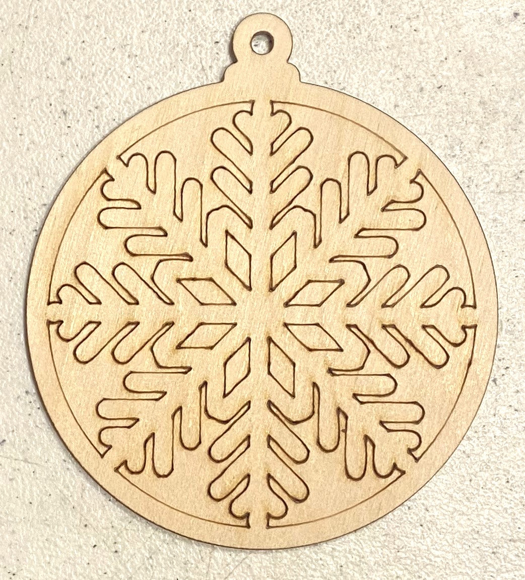 Ready to Paint Shape - 1/8" Birch - Snowflake Ornament - S306