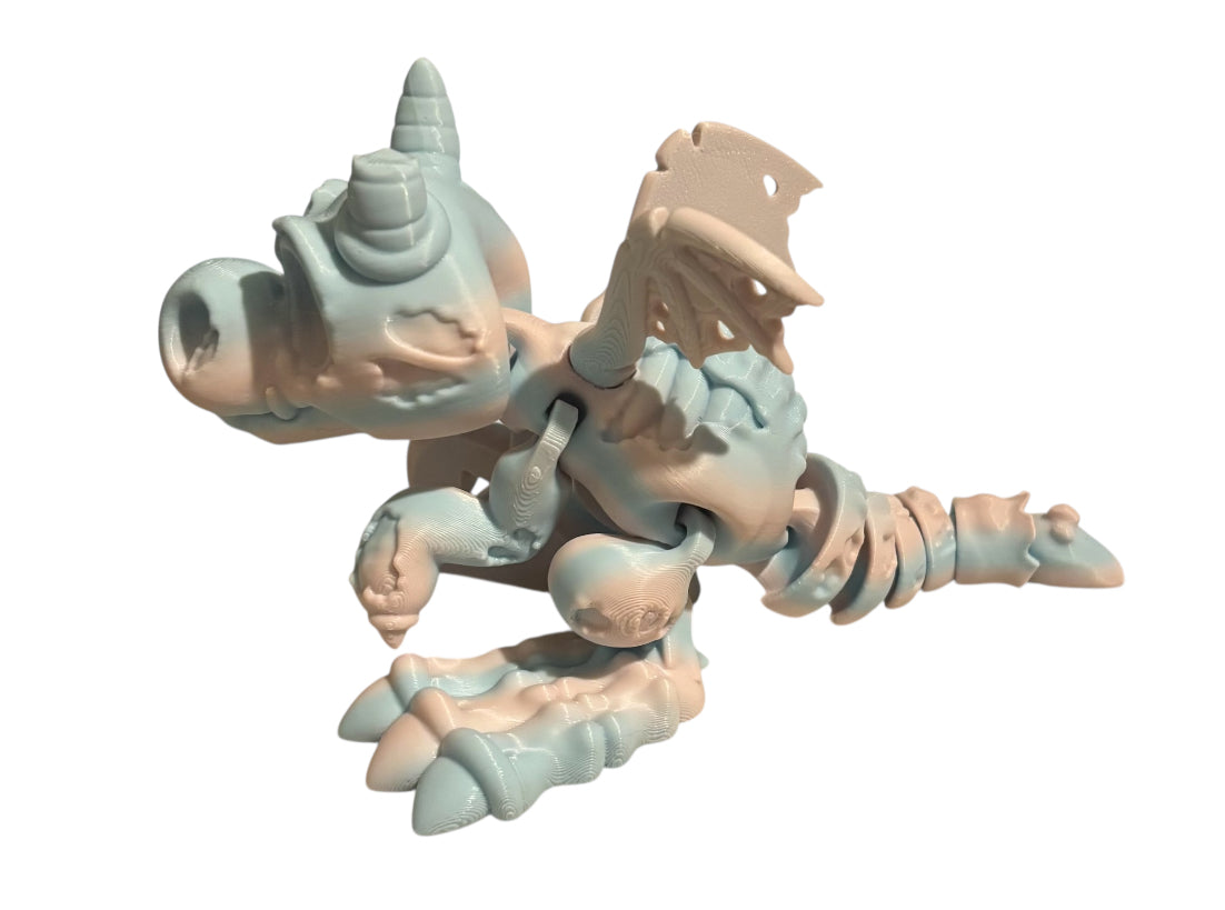 3D printed 7" Wyvern Zombie Dragon - Cotton Candy