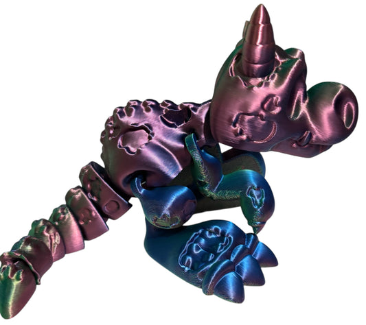 3D printed 7" Wyvern Zombie Dragon - Blue/Green/Purple