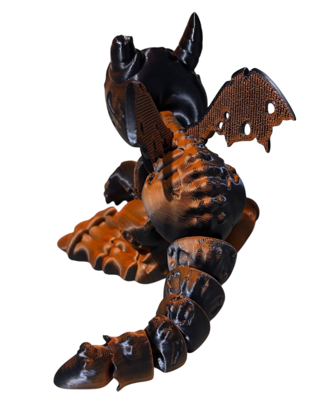 3D printed 7" Wyvern Zombie Dragon - Black/Orange