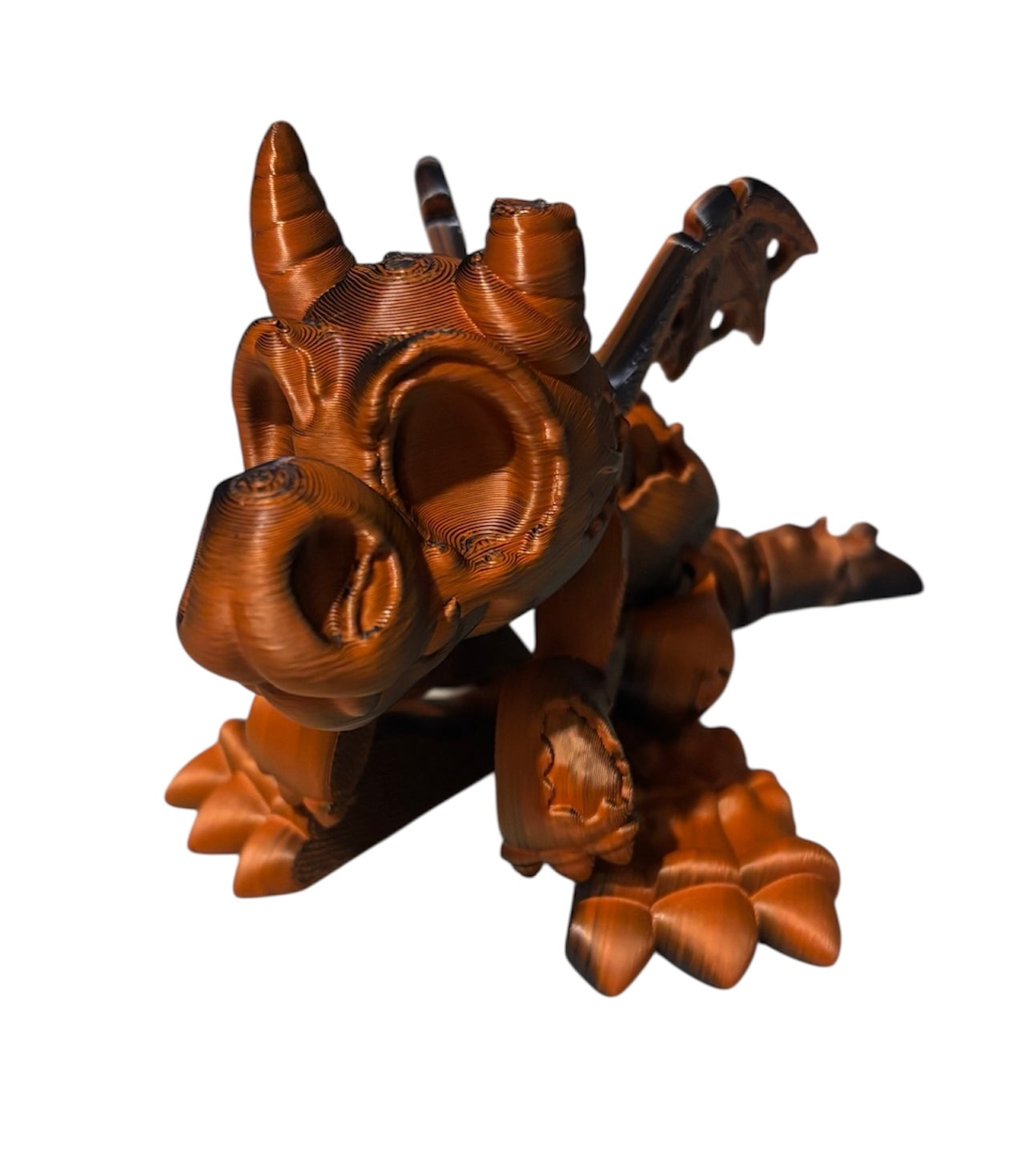 3D printed 7" Wyvern Zombie Dragon - Black/Orange