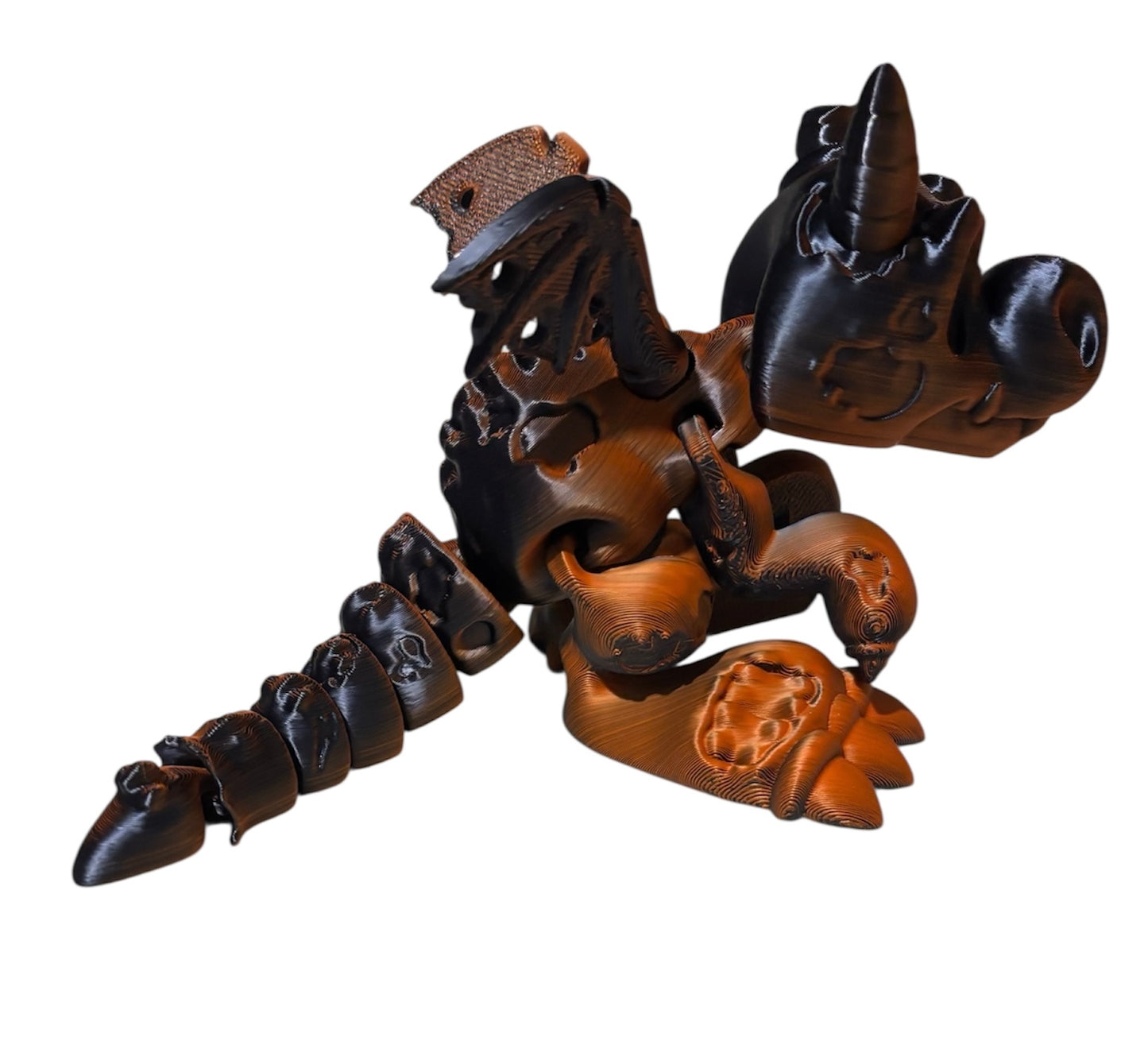 3D printed 7" Wyvern Zombie Dragon - Black/Orange