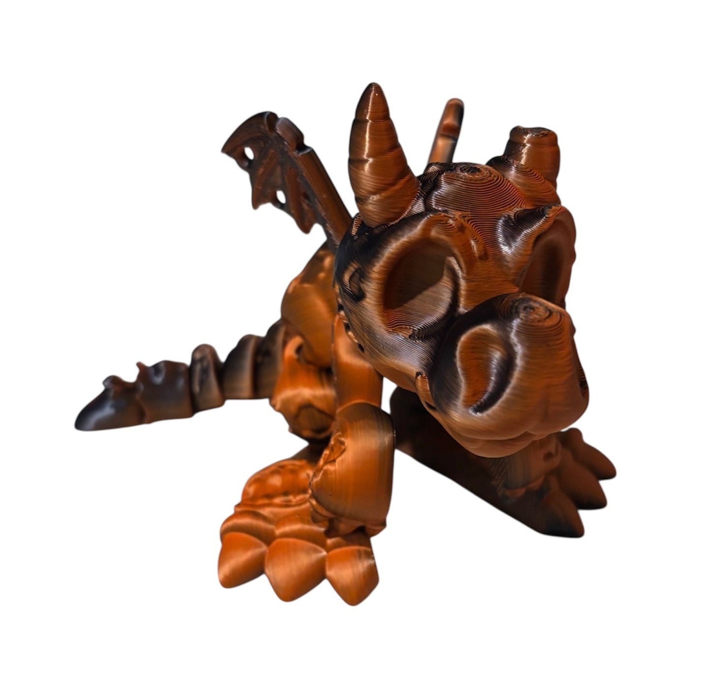 3D printed 7" Wyvern Zombie Dragon - Black/Orange