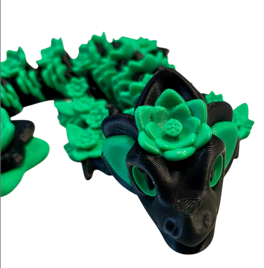 3D printed 8-1/2" Lotus Dragon - Black/Green