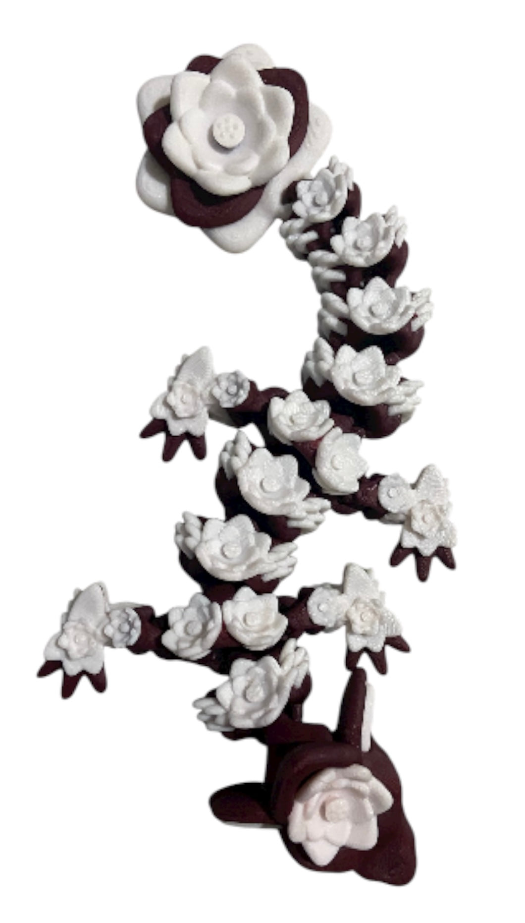 3D printed 8-1/2" Lotus Dragon - Maroon / White