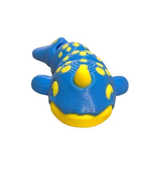 3D printed 2" Narwhal - Cyan/Yellow
