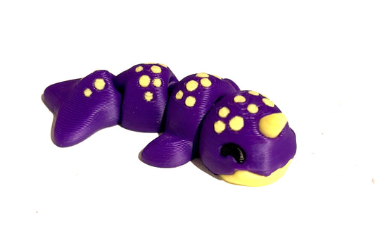 3D printed 2" Narwhal - Purple/Yellow