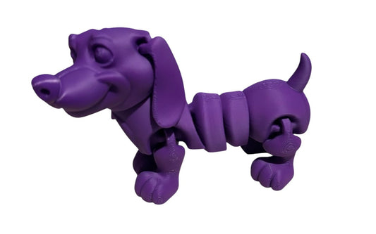 3D printed 4-3/4" Articulated Dachshund - Purple