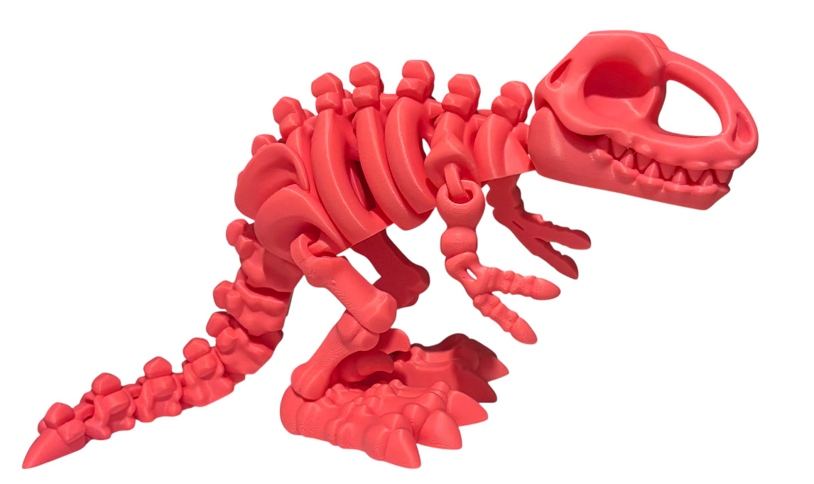 3D printed 10" Flexi T-Rex Skeleton - Hot Pink