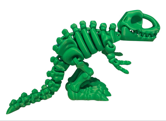3D printed 10" Flexi T-Rex Skeleton - Green