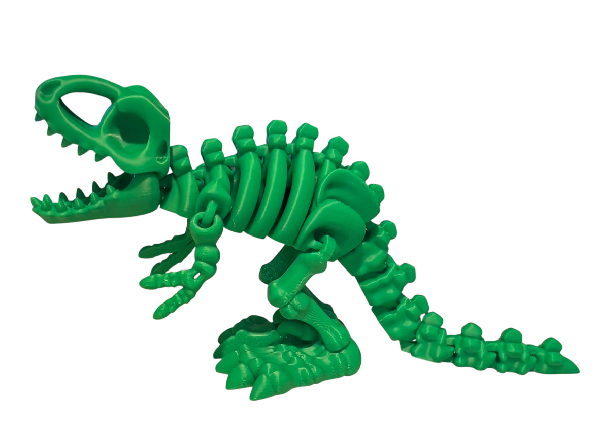 3D printed 10" Flexi T-Rex Skeleton - Green