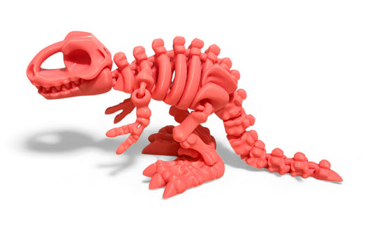 3D printed 10" Flexi T-Rex Skeleton - Pale Pink