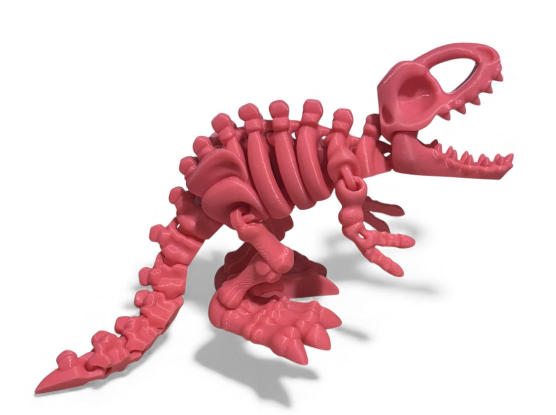 3D printed 10" Flexi T-Rex Skeleton - Pale Pink