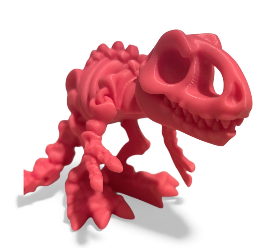 3D printed 10" Flexi T-Rex Skeleton - Pale Pink