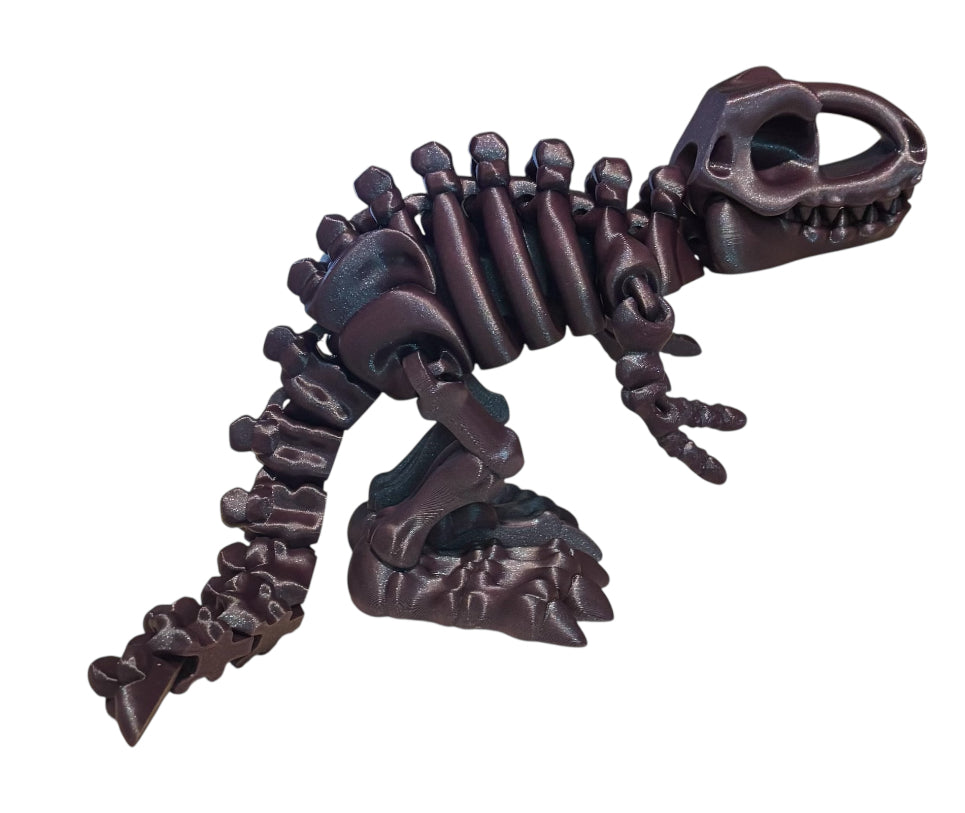 3D printed 10" Flexi T-Rex Skeleton - Purple Galaxy
