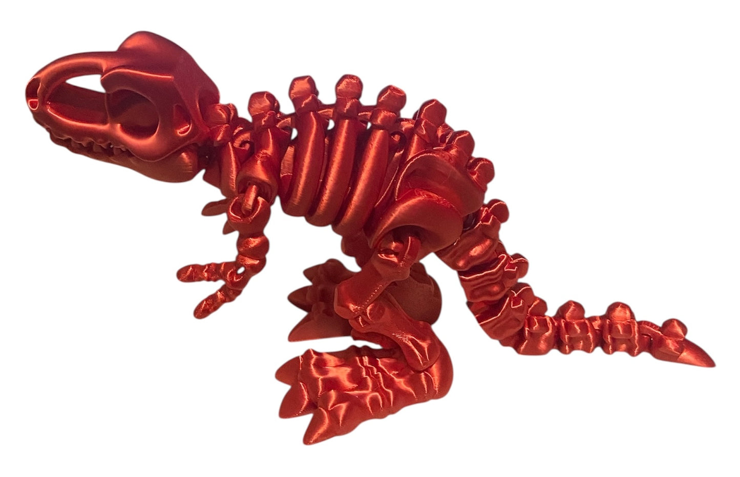 3D printed 7" Flexi T-Rex Skeleton - Candy Red