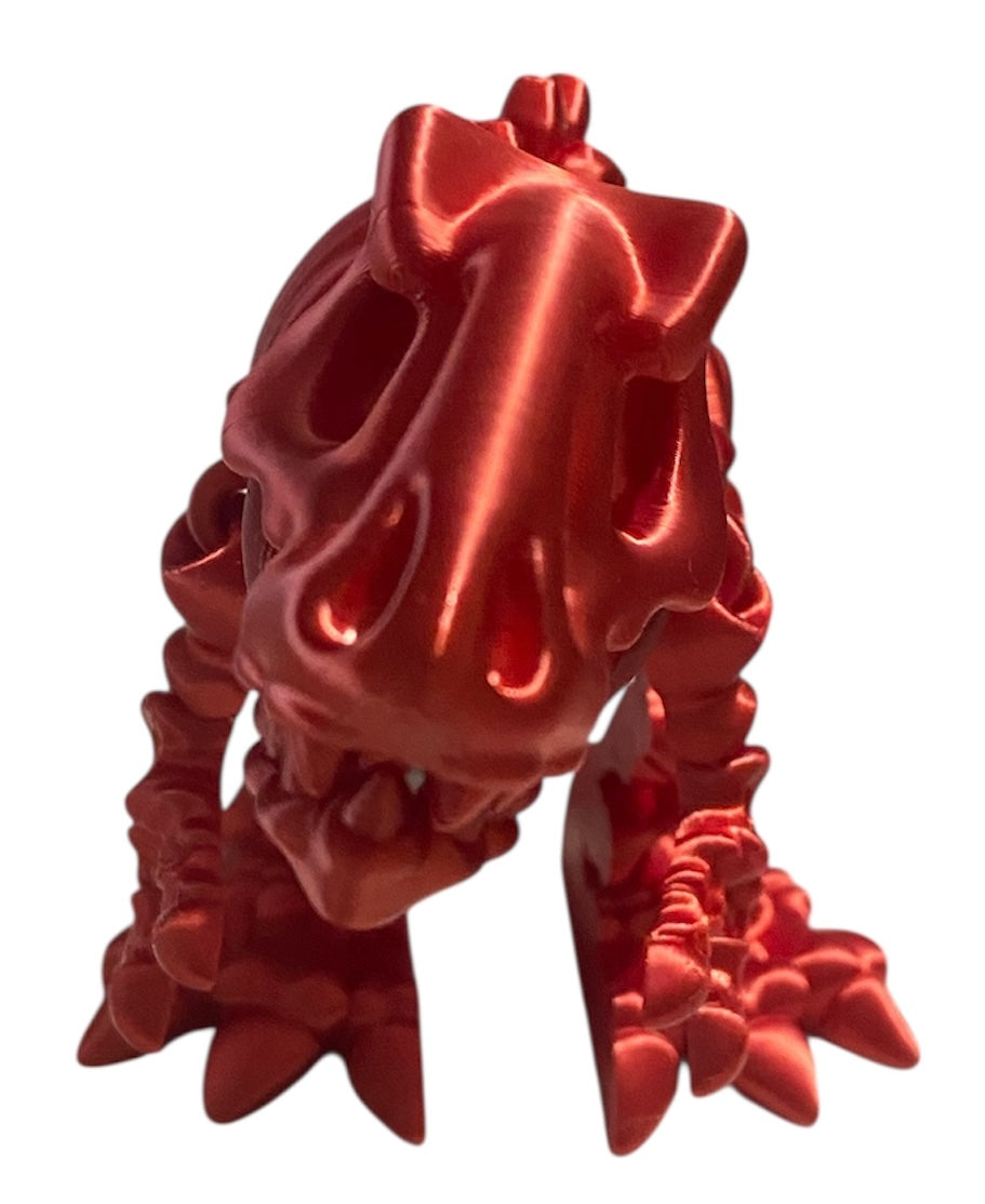 3D printed 10" Flexi T-Rex Skeleton - Candy Red