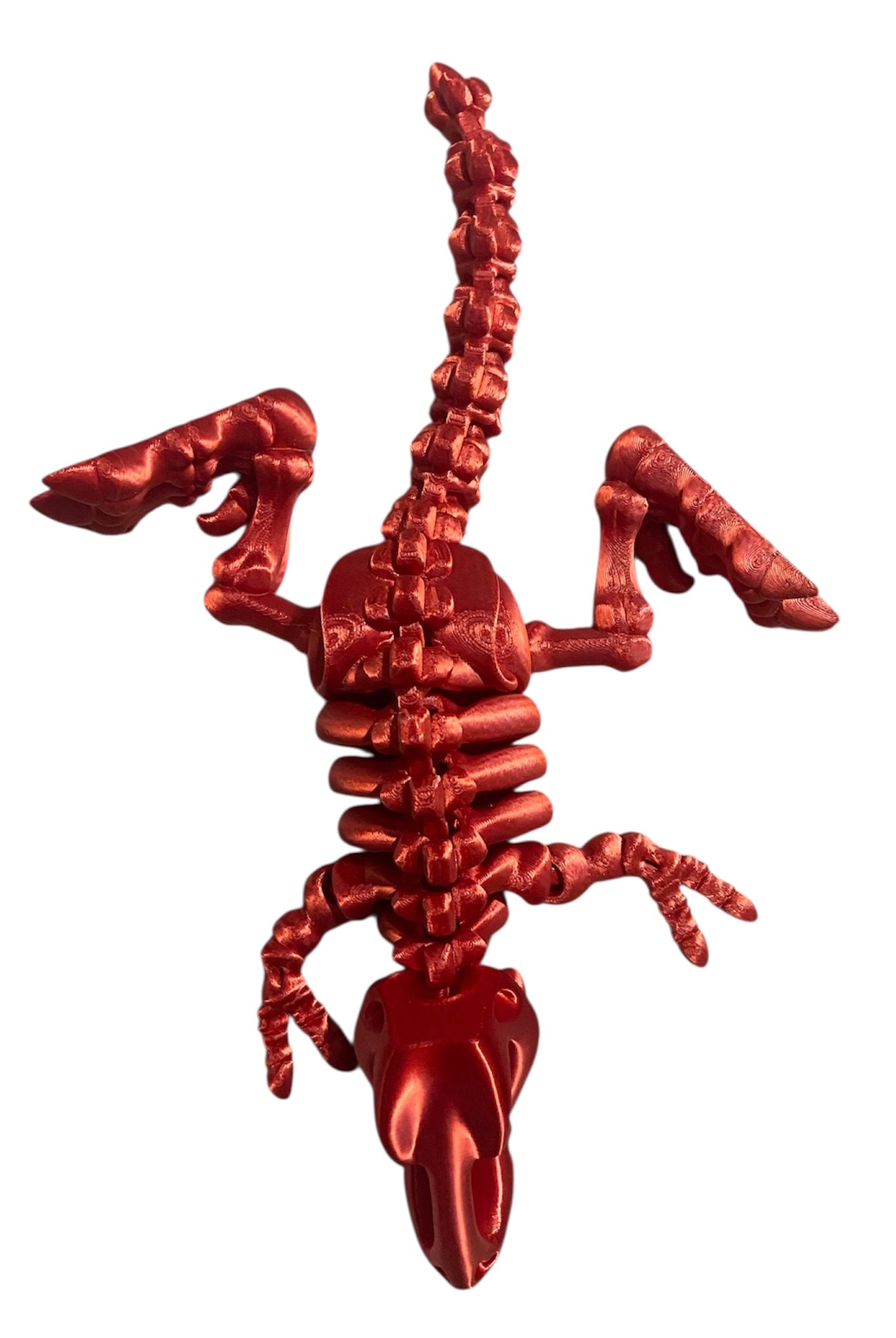 3D printed 7" Flexi T-Rex Skeleton - Candy Red