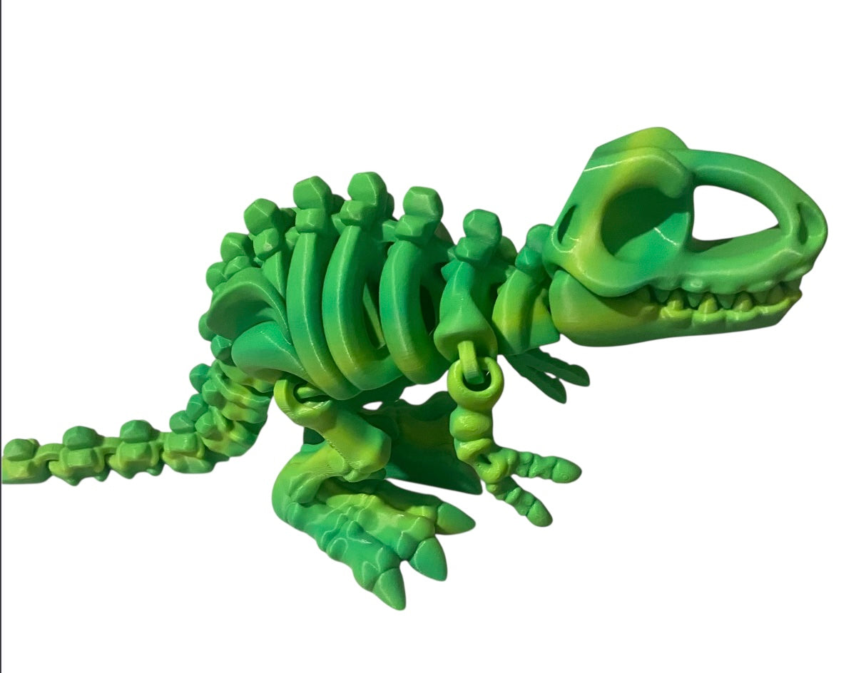3D printed 10" Flexi T-Rex Skeleton - Mint Lime
