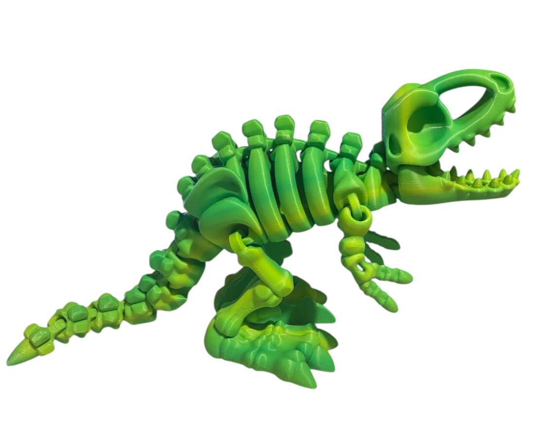 3D printed 10" Flexi T-Rex Skeleton - Mint Lime