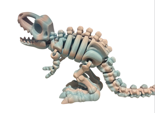 3D printed 7" Flexi T-Rex Skeleton - Cotton Candy