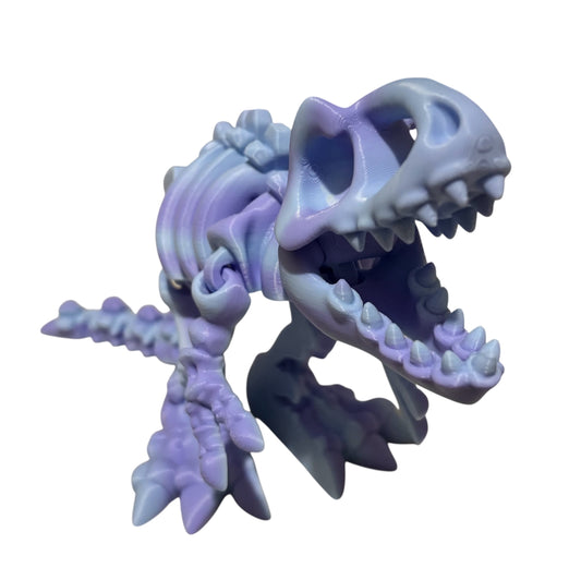 3D printed 10" Flexi T-Rex Skeleton - Blueberry Bubblegum