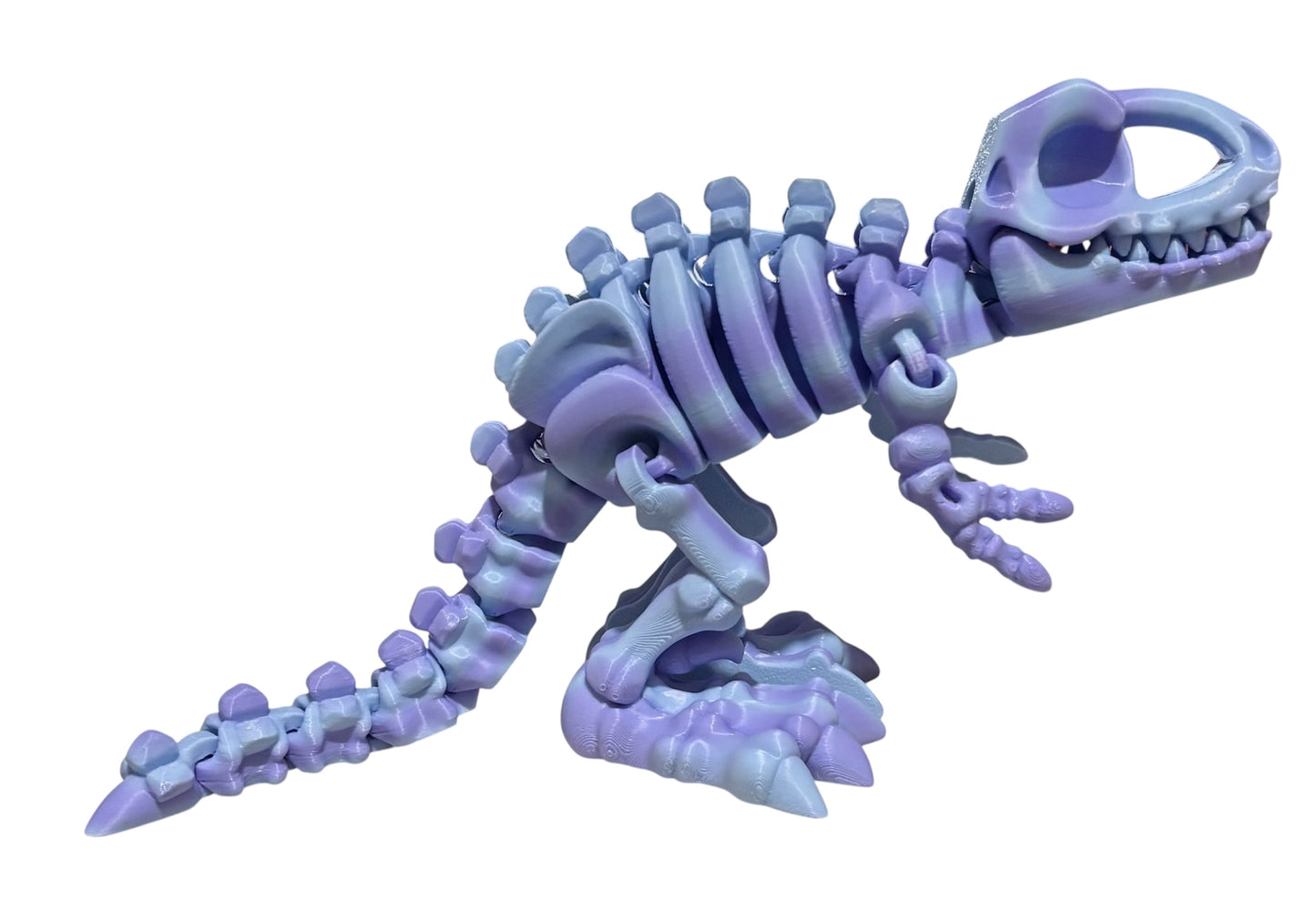 3D printed 10" Flexi T-Rex Skeleton - Blueberry Bubblegum