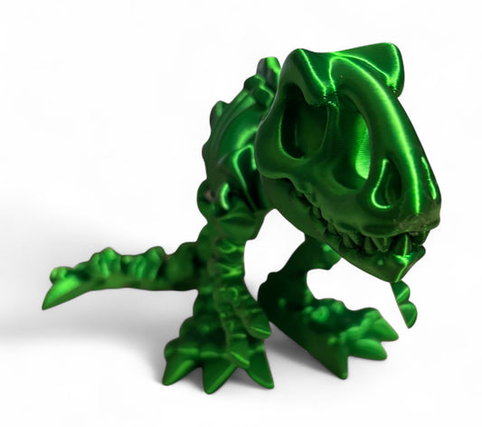 3D printed 10" Flexi T-Rex Skeleton - Candy Green