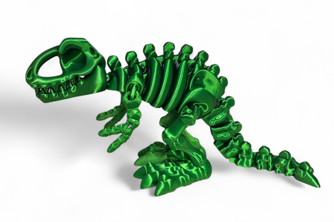 3D printed 7" Flexi T-Rex Skeleton - Candy Green