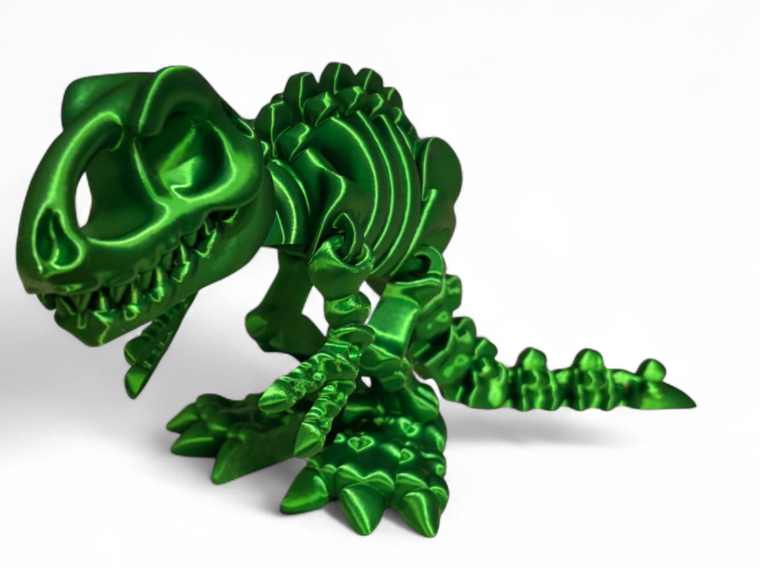 3D printed 7" Flexi T-Rex Skeleton - Candy Green