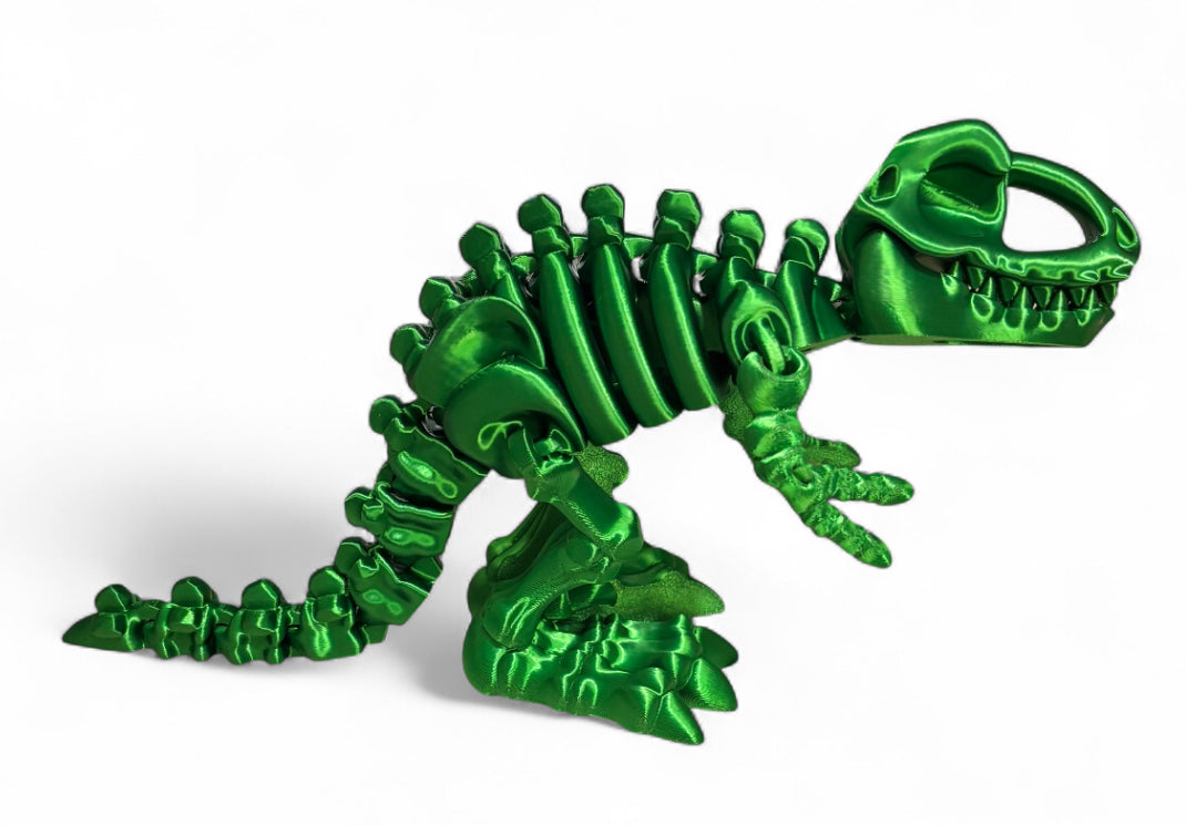 3D printed 7" Flexi T-Rex Skeleton - Candy Green