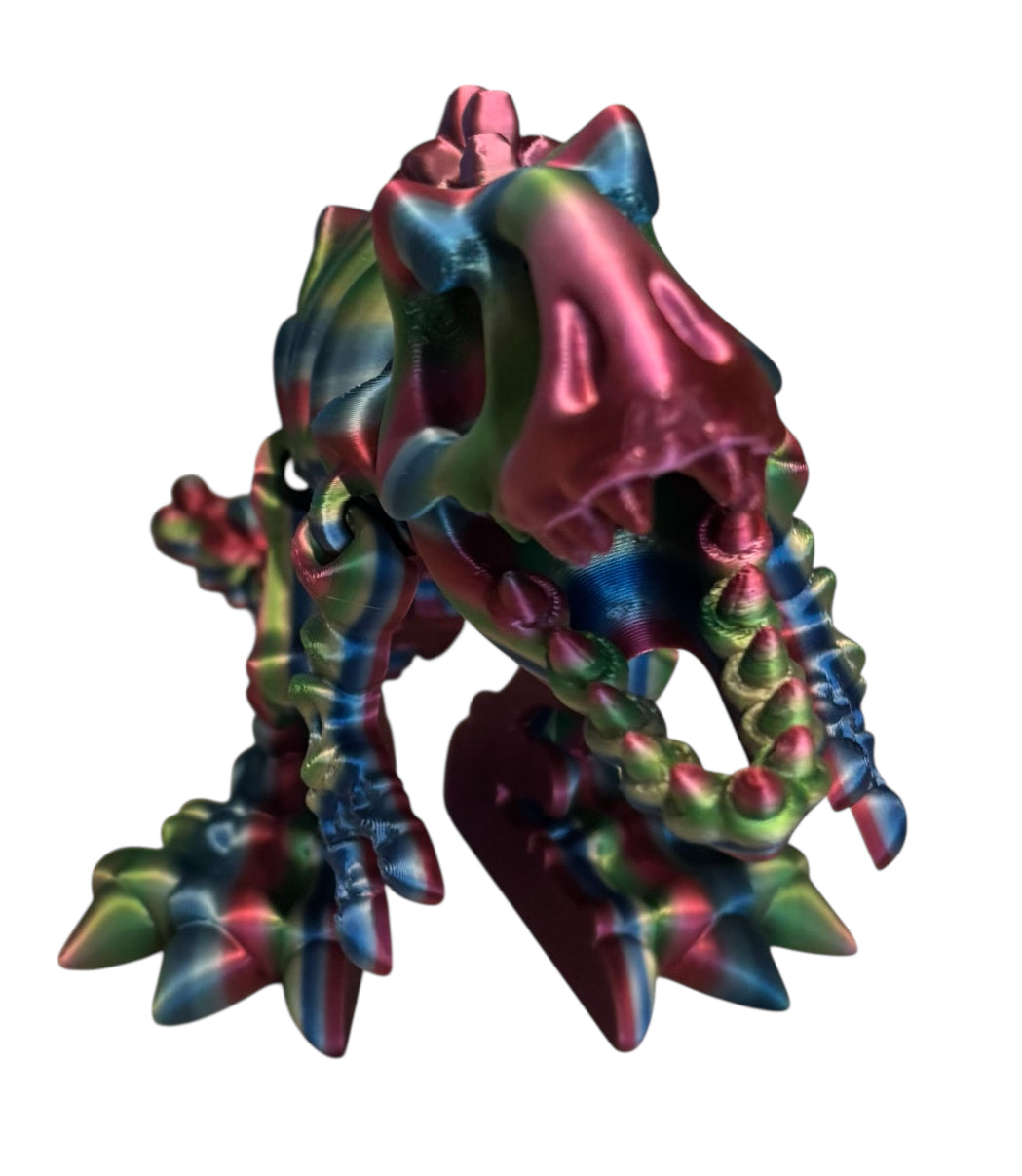 3D printed 10" Flexi T-Rex Skeleton - Rainbow 06