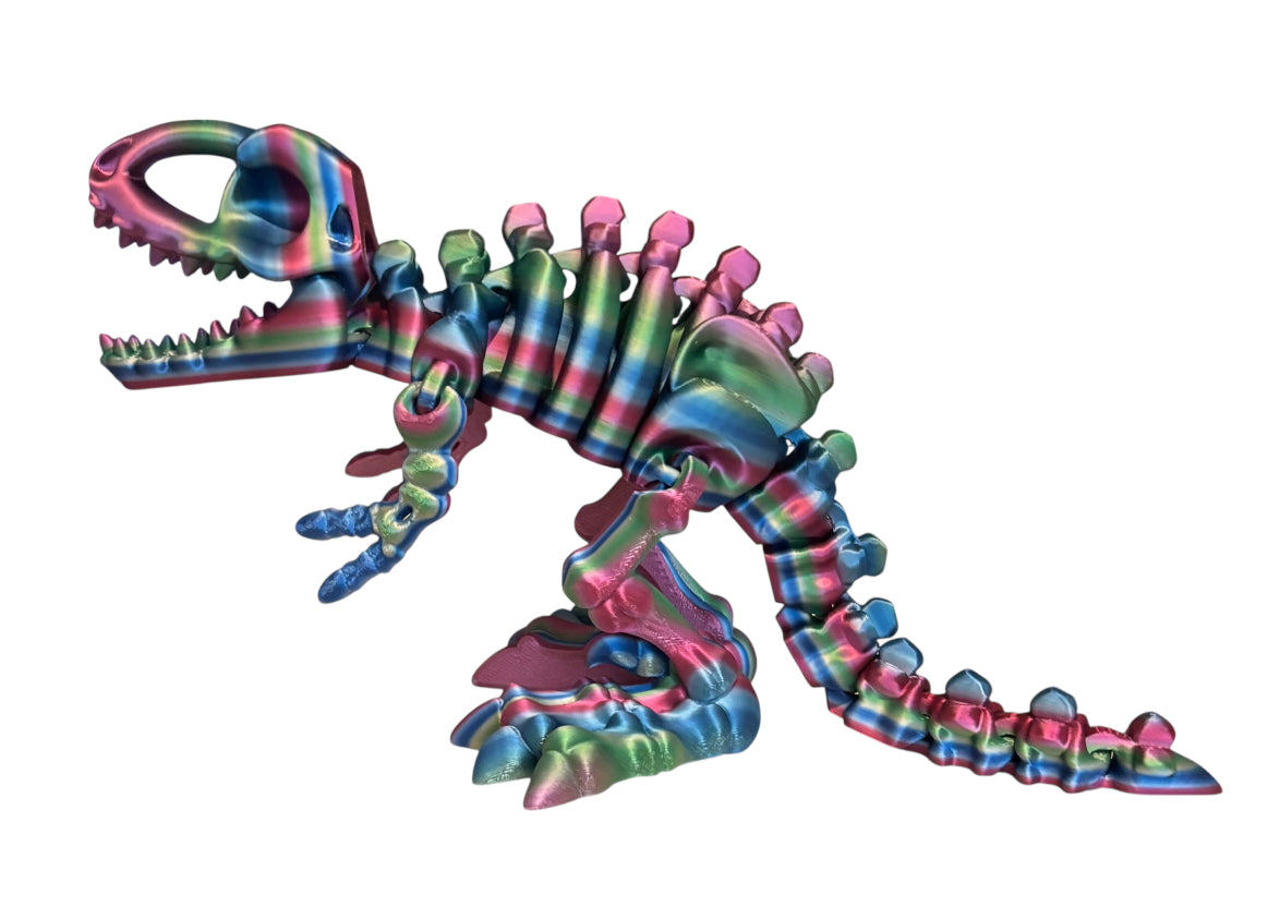 3D printed 10" Flexi T-Rex Skeleton - Rainbow 06