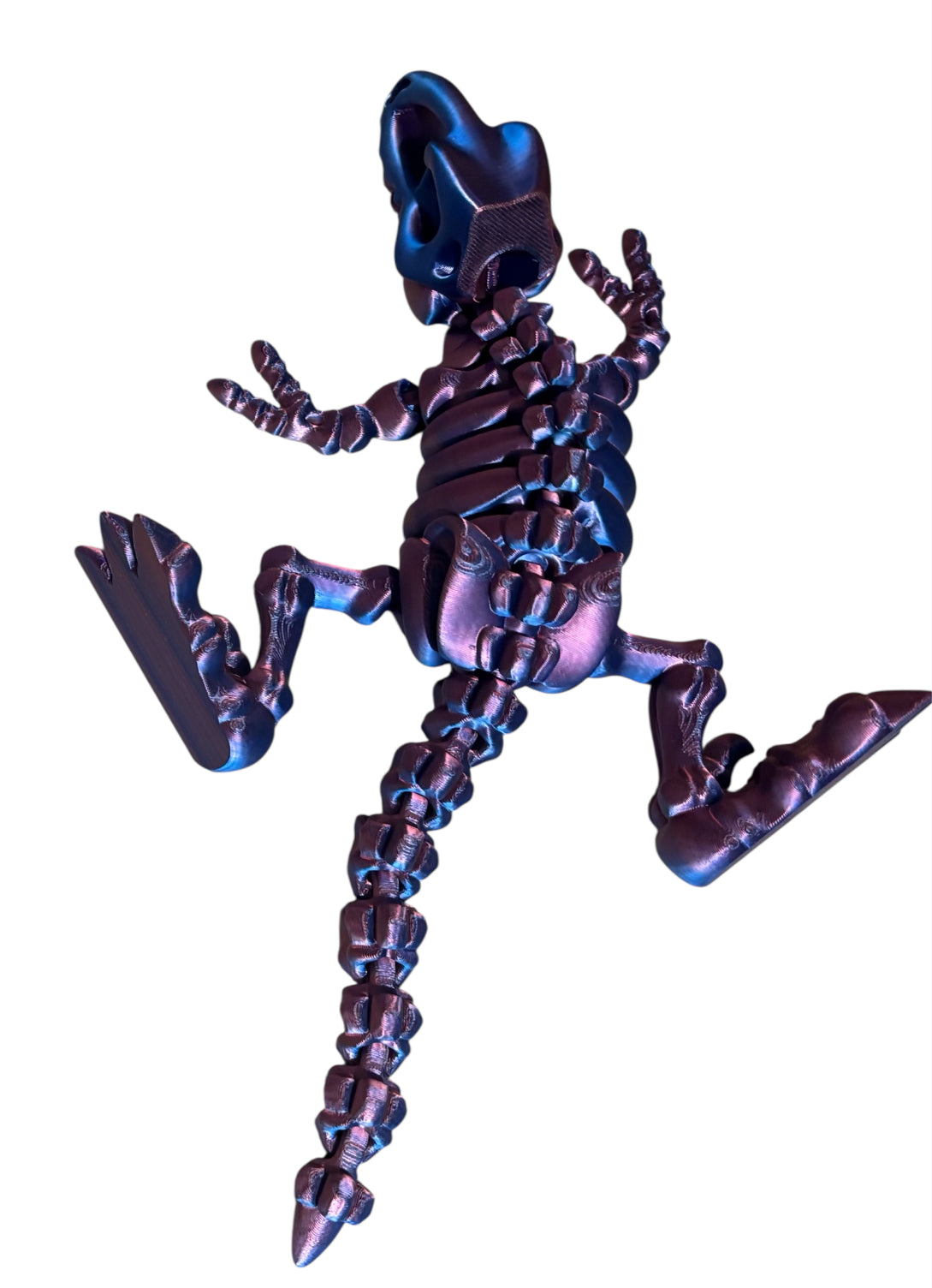 3D printed 7" Flexi T-Rex Skeleton - Red/Blue