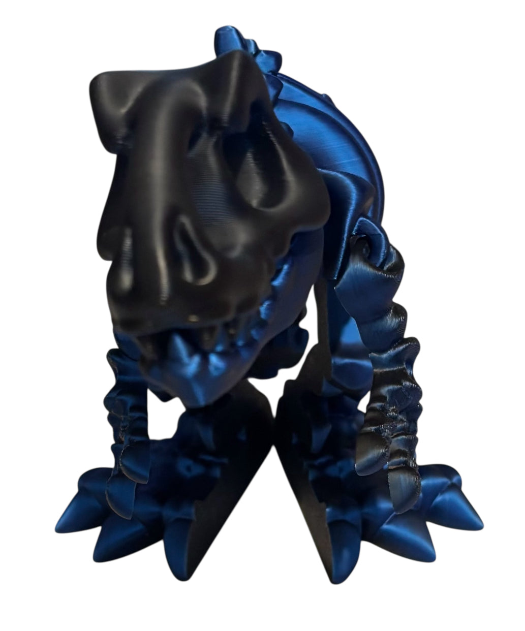 3D printed 10" Flexi T-Rex Skeleton - Black / Blue