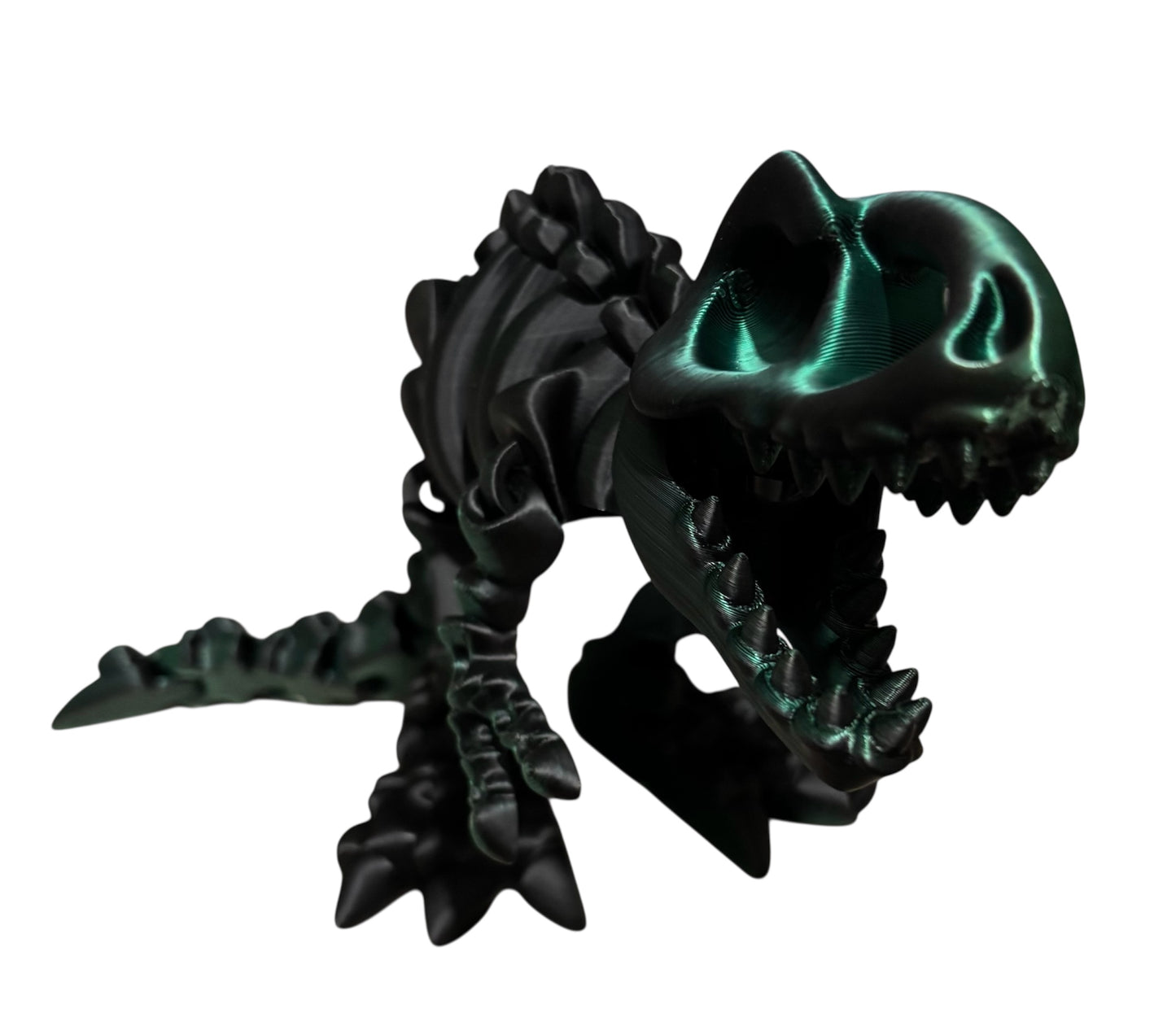 3D printed 10" Flexi T-Rex Skeleton - Green/Black