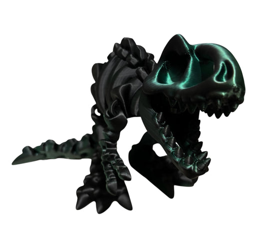 3D printed 10" Flexi T-Rex Skeleton - Green/Black